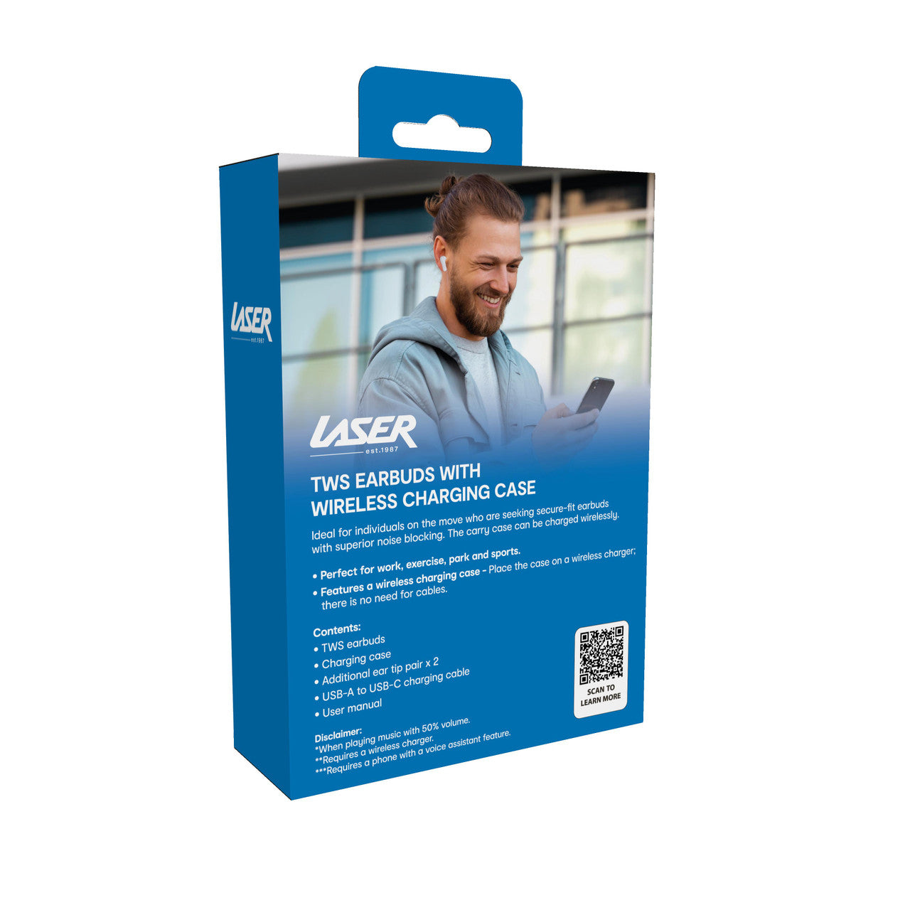 Laser TWS Earbuds with Charge Case (White)