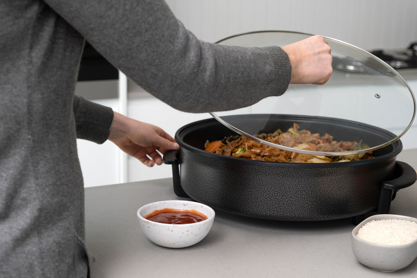 Healthy Choice Non-Stick Electric Fry Pan 38cm (Dark Grey)