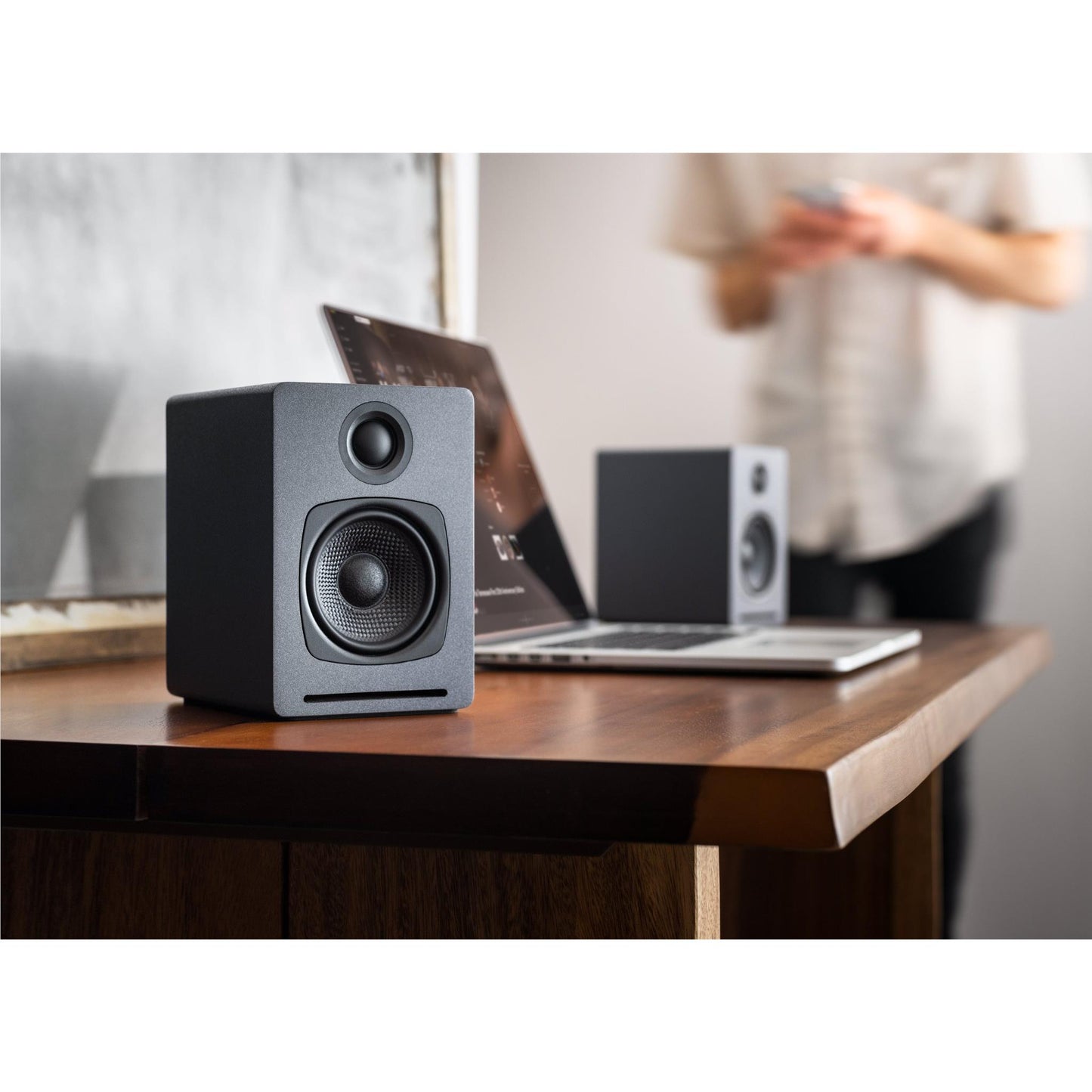 Audioengine A1 Wireless Bookshelf Speakers (Dark Grey)