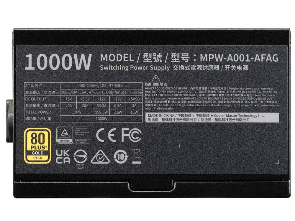 Cooler Master Elite Gold 1000W ATX 3.1 Fully Modular Power Supply