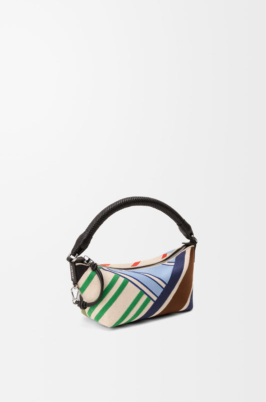 Cala mini bag in embroidered canvas and calfskin