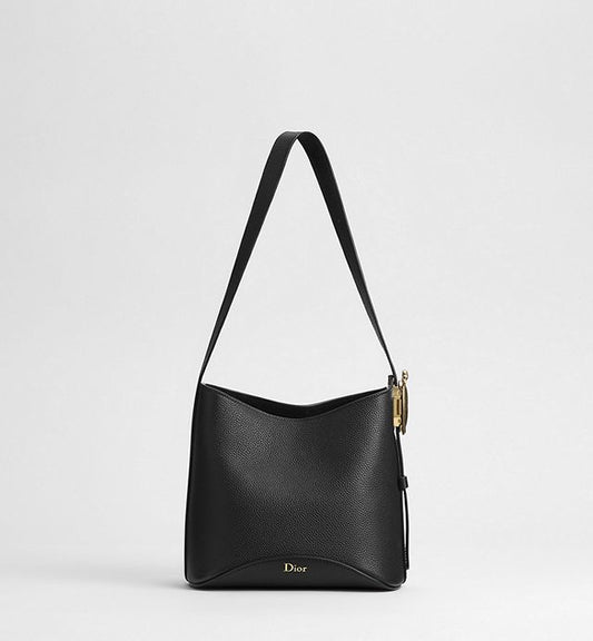 Small Dior Médaillon Bucket Bag Black Grained Calfskin