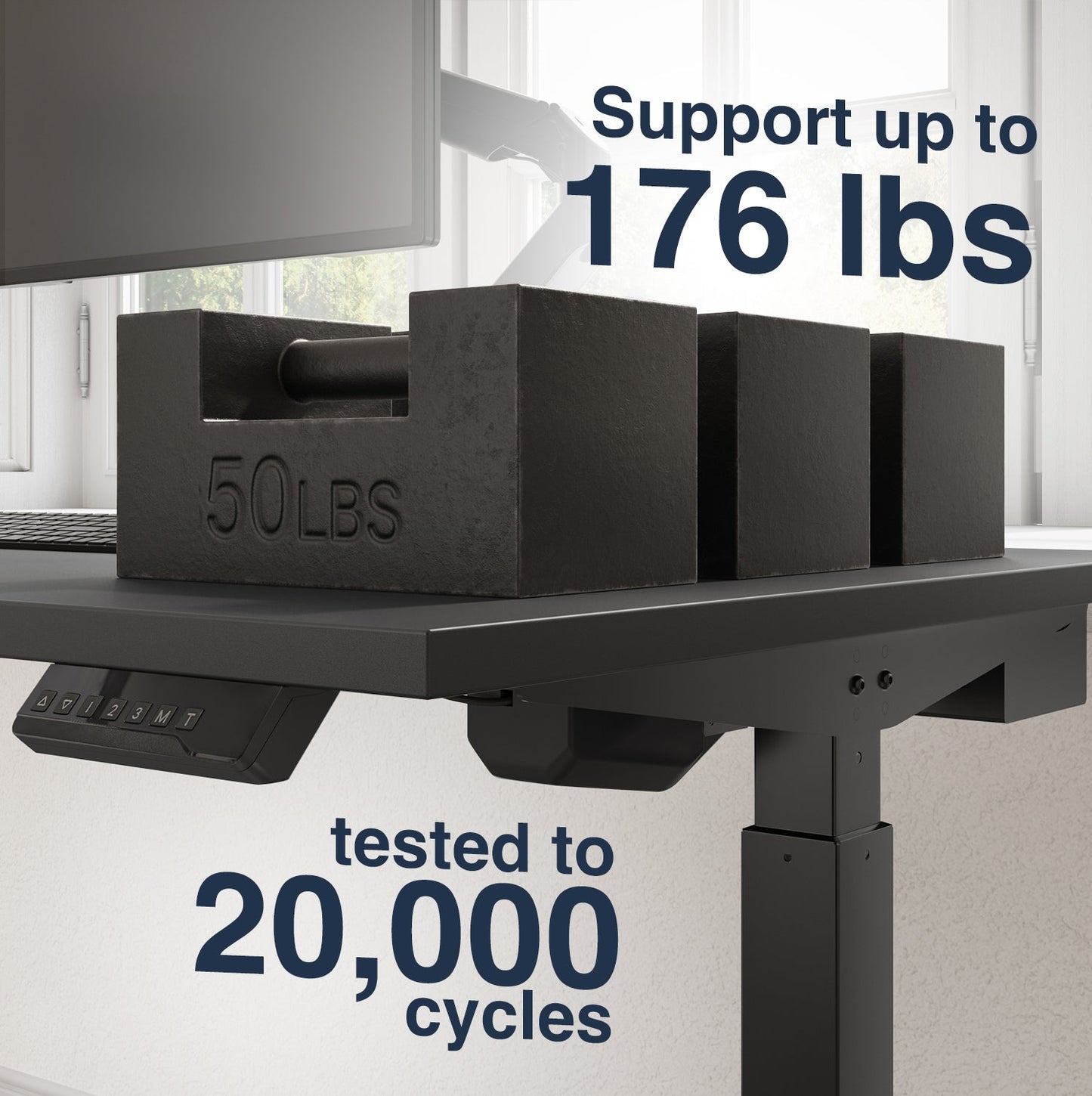 Desky Single Sit Stand Gaming Desk 200cm Black Desktop and Space Grey Frame