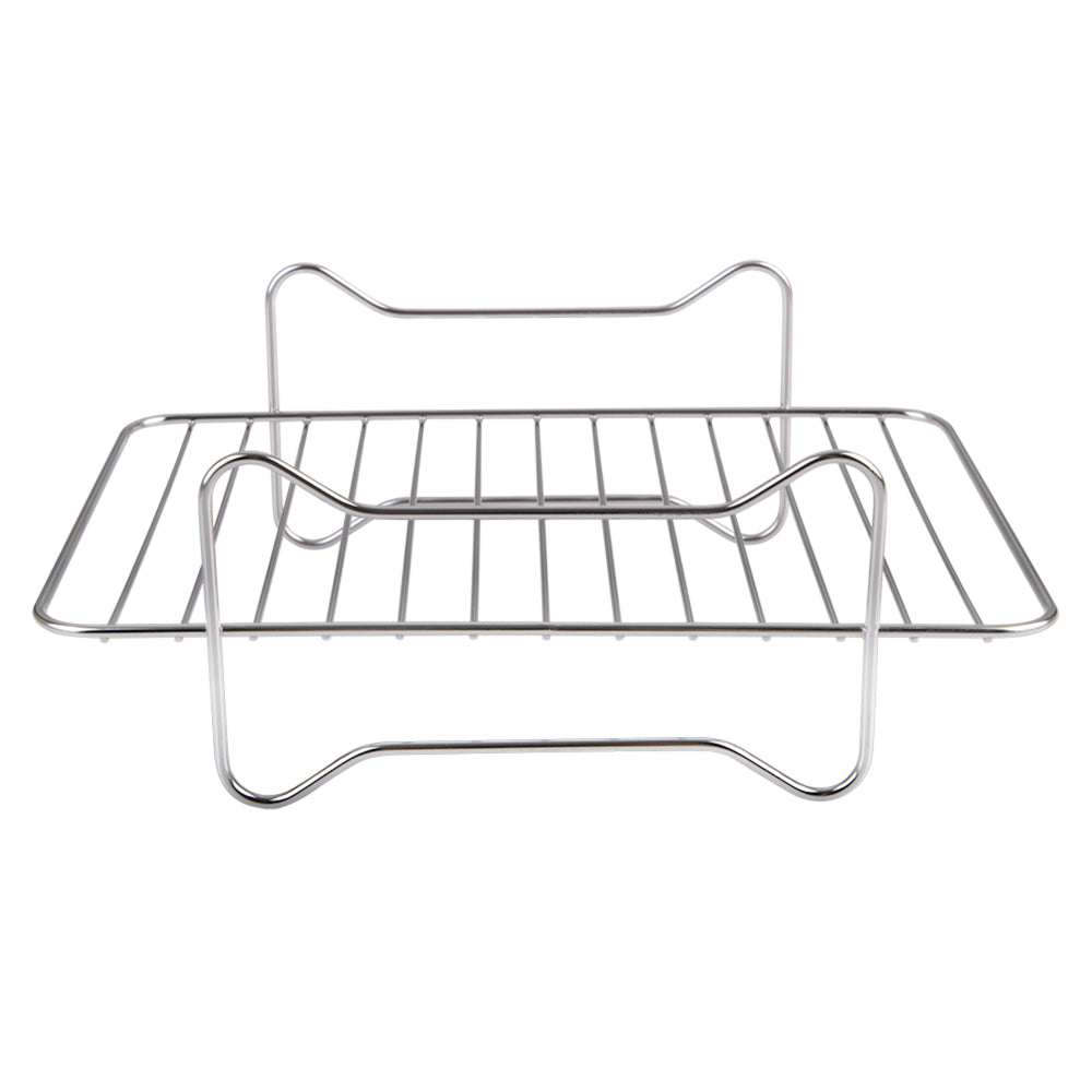Appetito Stainless Steel Rectangle Dual Level Cooking Air Fryer Rack 22x16cm (Silver)