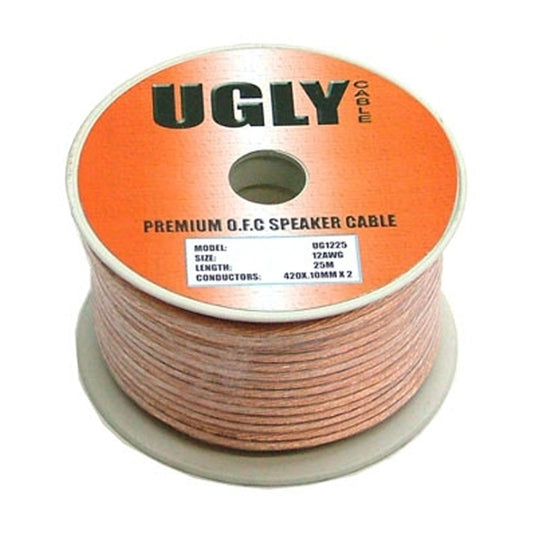 25m Ugly 12 AWG Speaker Cable 420 Strands Figure 8 Spool Hi-Fi Home Theatre
