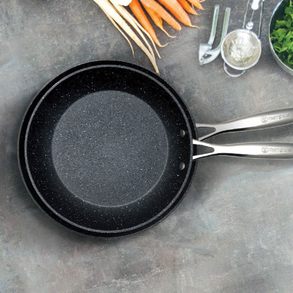 Westinghouse 2pc Frypan Set 24/28cm – Multi-Layer Non-Stick (Black)