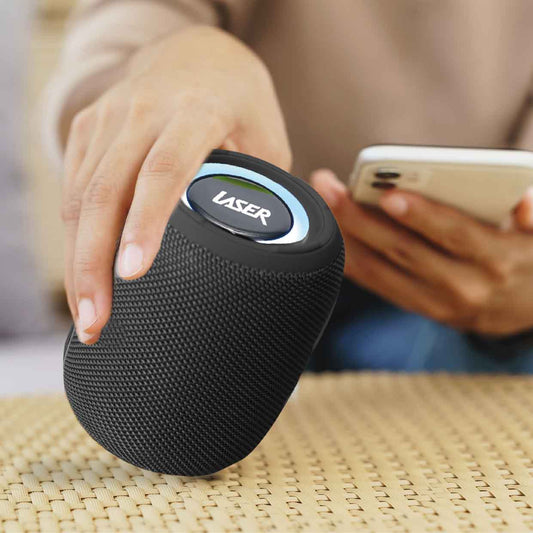 Laser Mini Portable Bluetooth Speaker with Dynamic Light Display (Black)