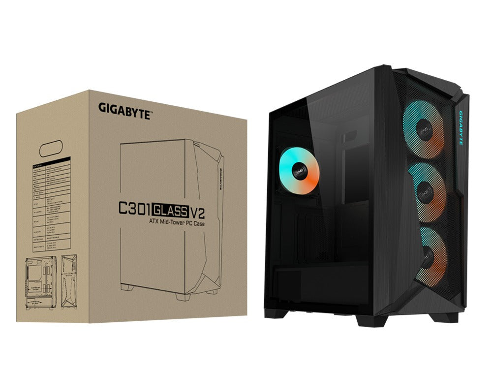 Gigabyte C301 RGB Mid Tower EATX Case - Black (GB-C301G)