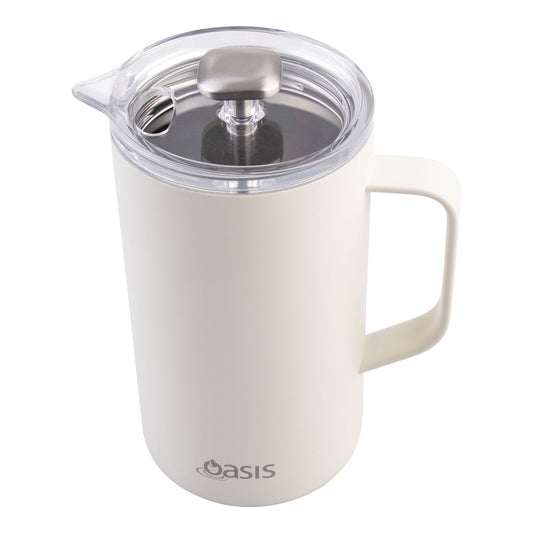 Oasis Stainless Steel Double Wall Insulated Coffee Press - 4 Cup - 600ml (Alabaster)