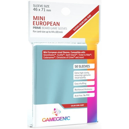 Gamegenic Prime Board Game Sleeves Mini European-Sized 46mmx71mm 50 Sleeves (Ruby)