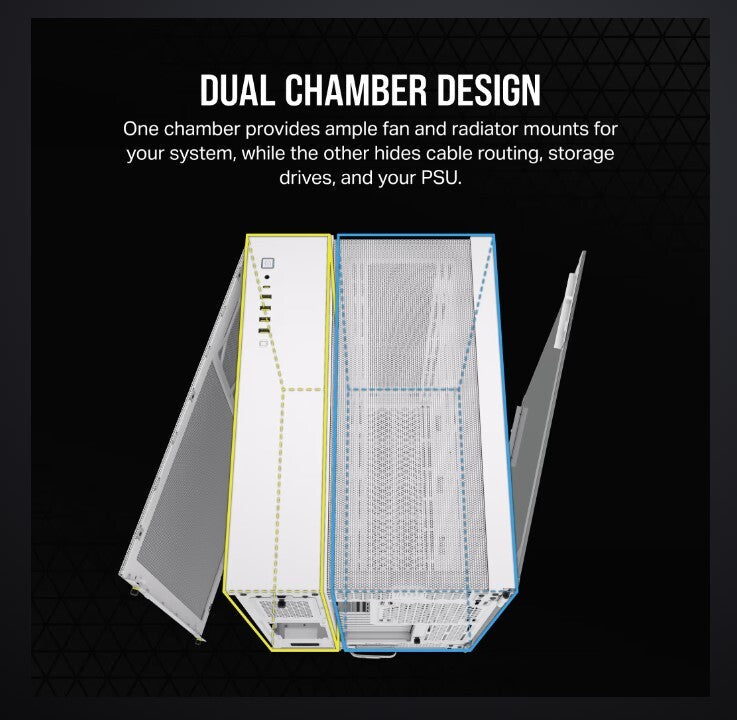 Corsair 6500D Airflow Tempered Glass ATX Mid-Tower, Mesh Left Front, Dual Chambe