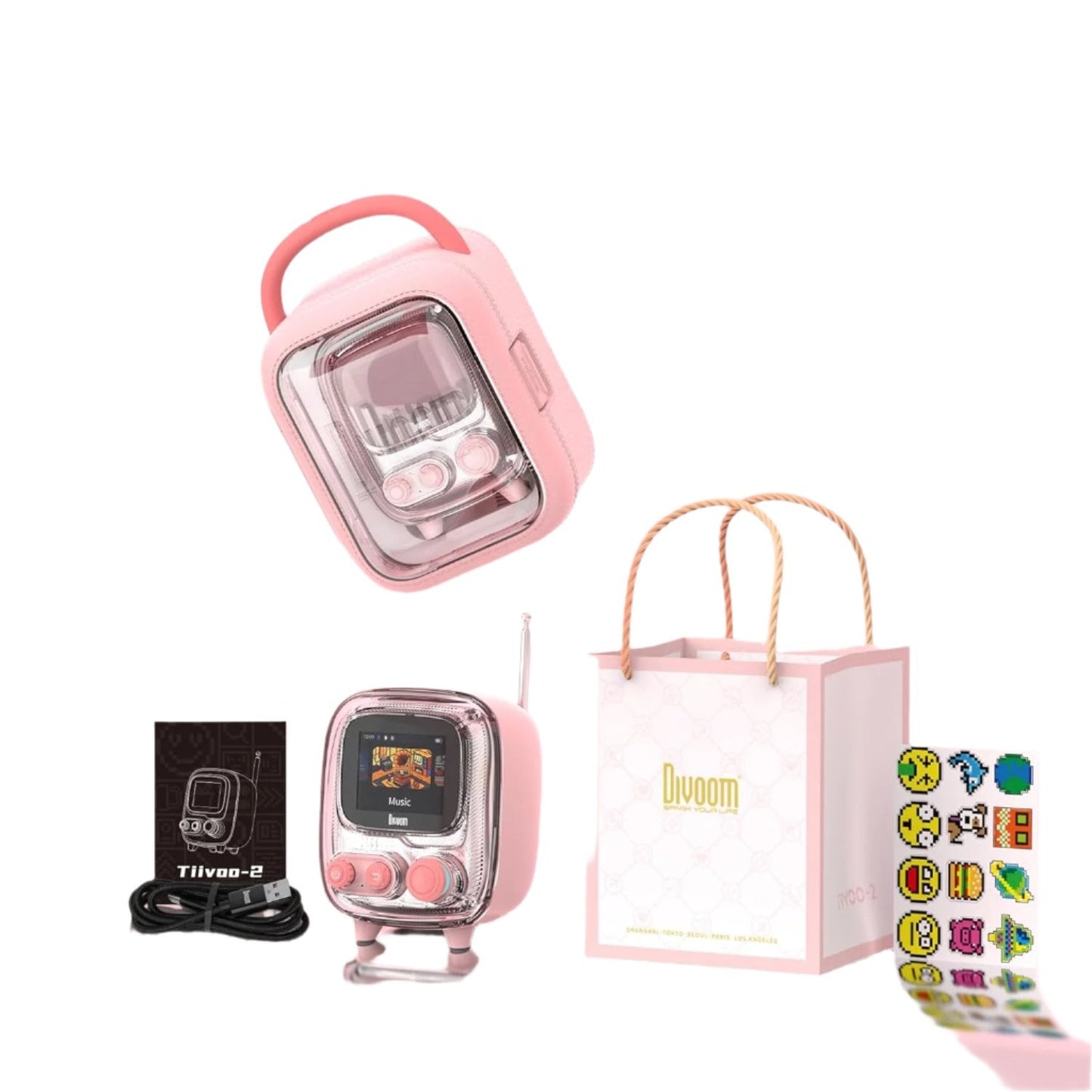Divoom Tiivoo-2 Photo Album & Lyrics Speaker (Pink)