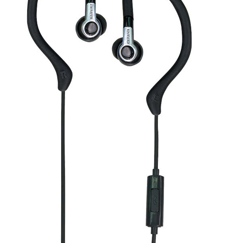 AIWA In-Ear Hook Gel Sports 1.2m Wired Earbuds (Black)