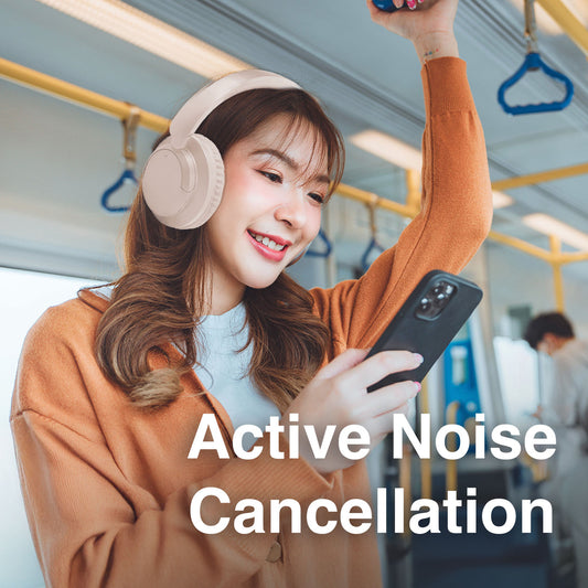 Laser Active Noise Cancelling Bluetooth Headphones (Pink)