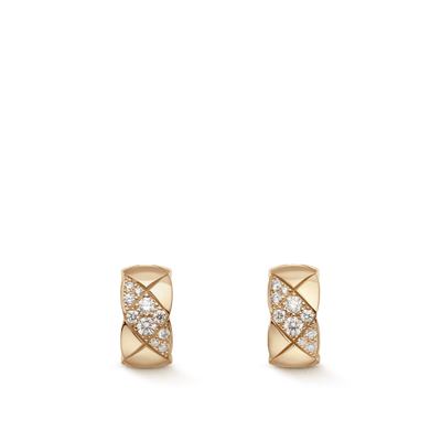 Coco Crush Earrings, Beige Gold and Diamonds