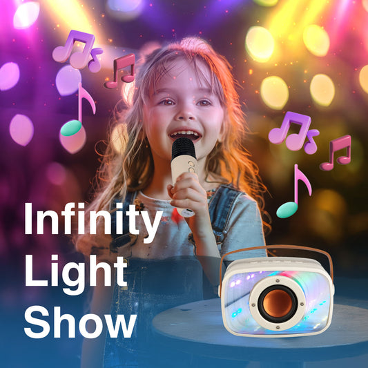 Laser Karaoke Speaker with Infinity Light Show and Mic