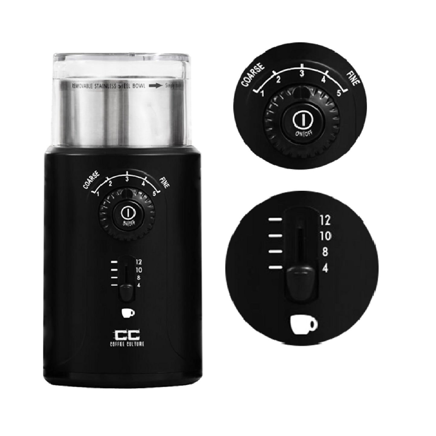 Coffee Culture 200W/24cm Electric 12-Cup Coffee Grinder/Grinding Machine (Black)