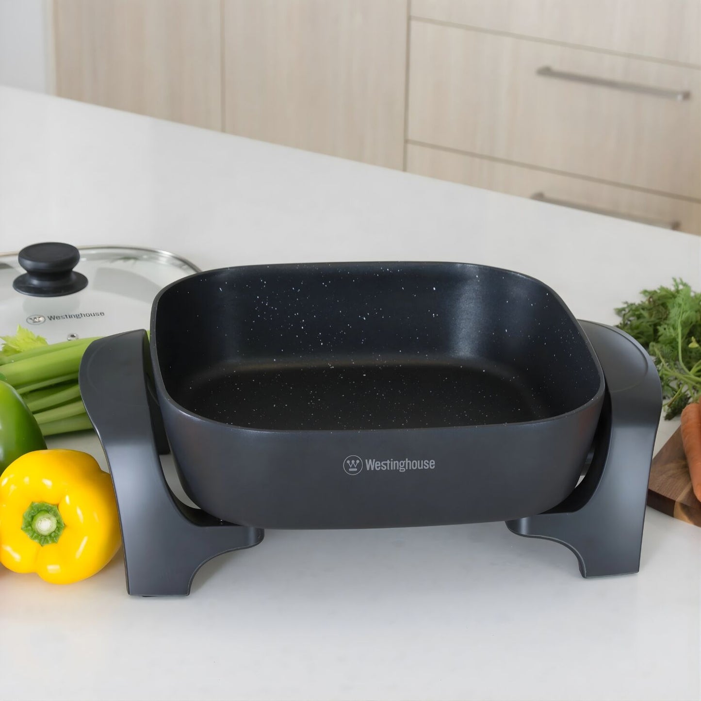 Westinghouse 5L Square Non-Stick Electric Frypan 2000W Stone Finish