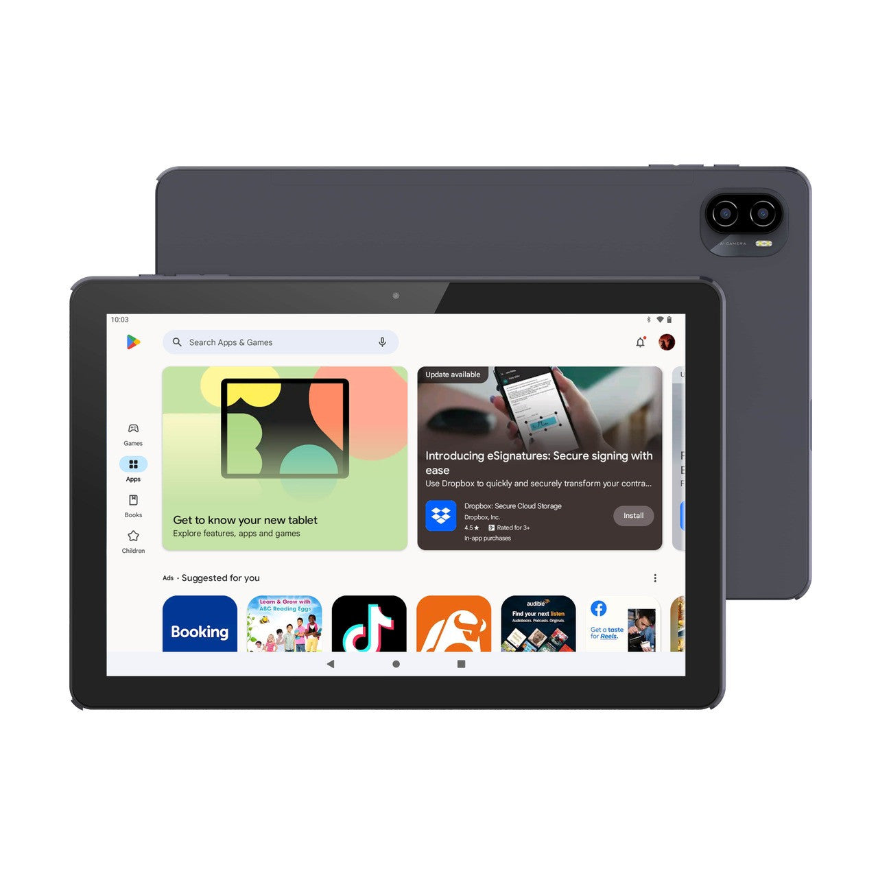 Laser 10" 4G Android 13 Tablet with Earbuds & Case (Black)
