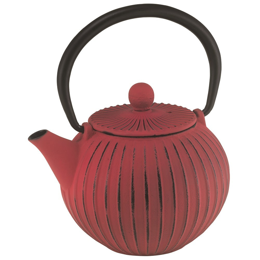 Avanti Cast Iron Teapot - Red Ribbed 500Ml - Red