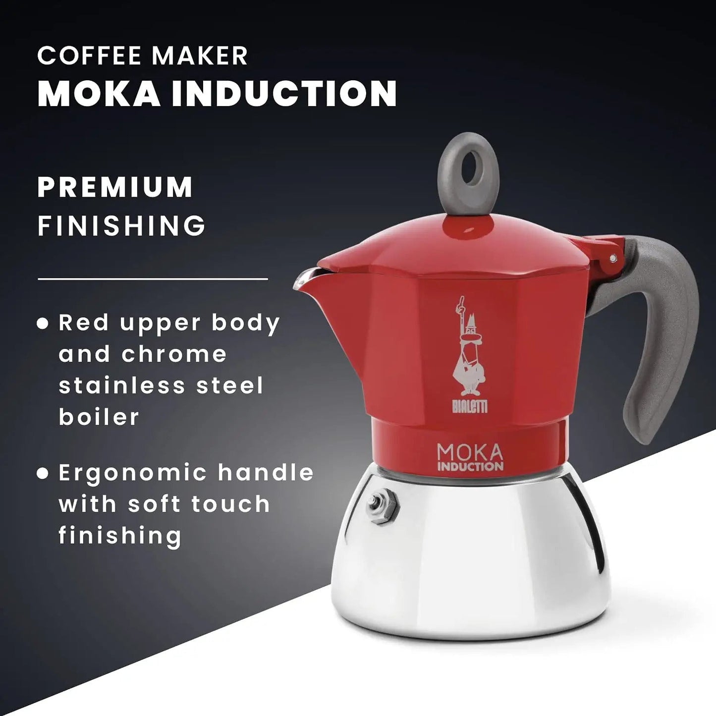 Bialetti Moka 2 Cup Induction Espresso Maker - Red