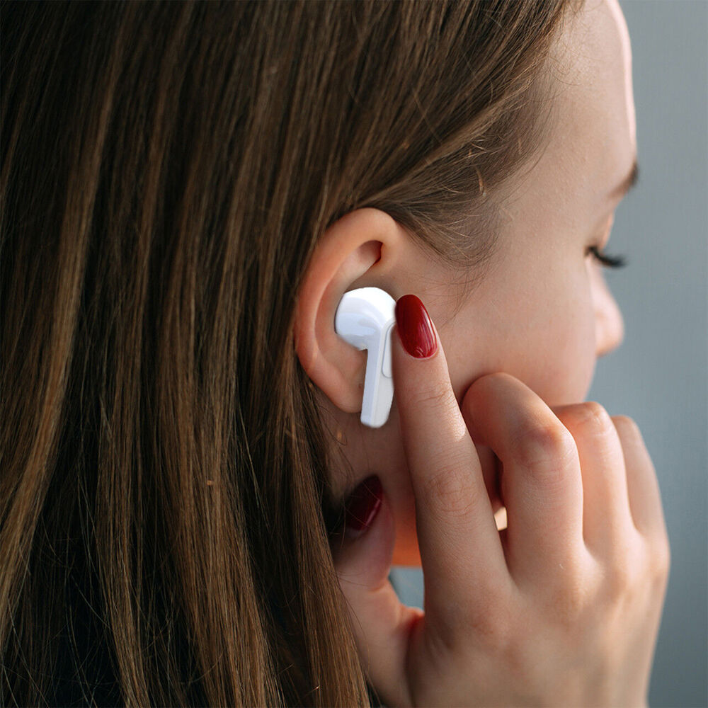 Laser TWS Earbuds with LED Display (White)