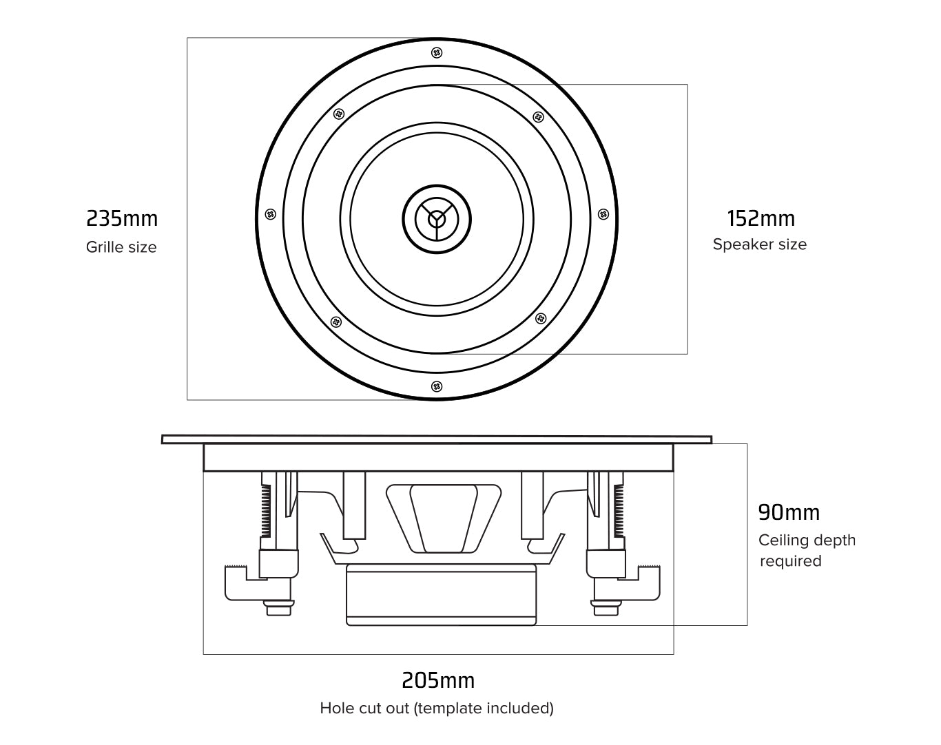 Weconic 2 Channel Amplifier + 4x 6" Indoor Ceiling Speakers