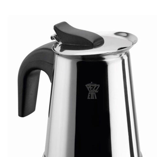 Pezzetti 4-Cup Stainless Steel Stovetop Espresso Coffee Maker w/ Handle Silver