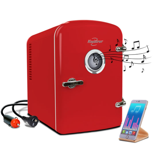 Koolatron Mini Fridge with Bluetooth Speaker 4L Red