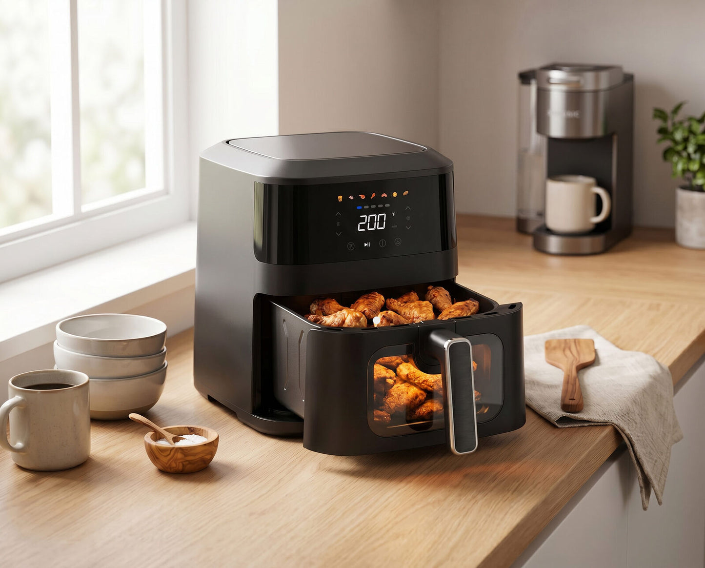 Healthy Choice 1400W 5L Non-Stick Digital Air Fryer with Clear Viewing Window