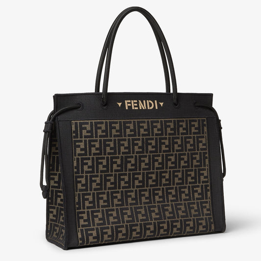Fendi Magic Shopper Large Brown FF Embroidered Fabric Shopper