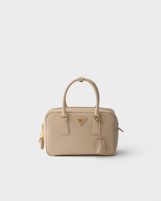 Prada Small Saffiano leather top-handle bag - Travertine Stone - front