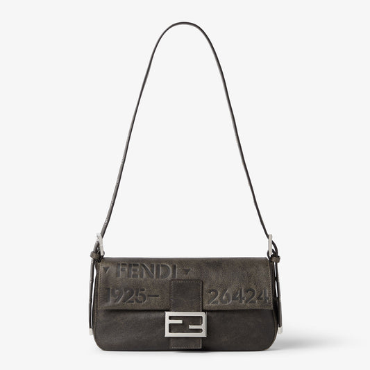 Baguette 26424 Black Leather Stencil Print Bag