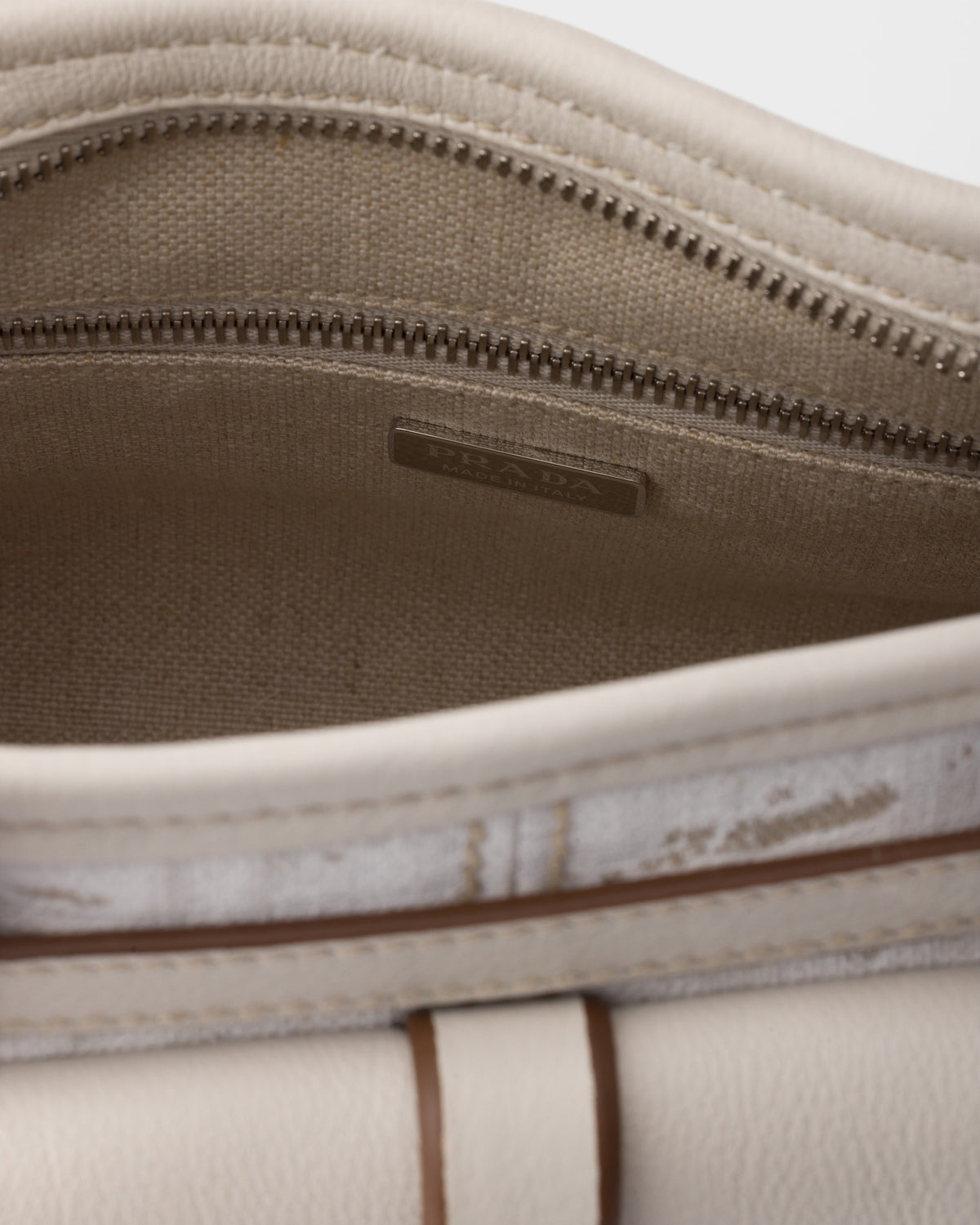 Prada Bonnie medium printed linen and leather handbag