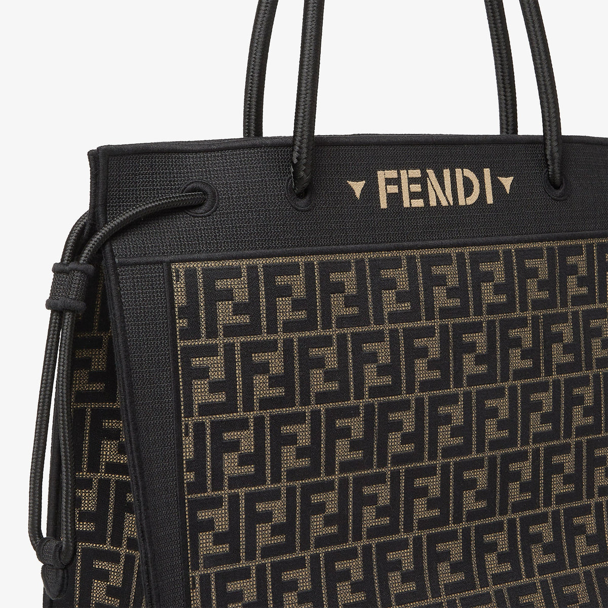 Fendi Magic Shopper Large Brown FF Embroidered Fabric Shopper