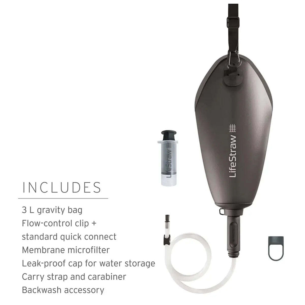 LifeStraw Peak 3L Compact Gravity Water Filter System Dark Grey, 3 Liters