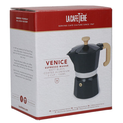 La Cafetiere Venice 3-Cup 150ml Espresso Maker Aluminum Coffee Pot (Black)