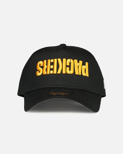 New Era Green Bay Packers 'Upside Down Logo' 9FORTY A-Frame Snapback Black