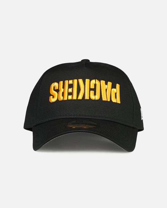 New Era Green Bay Packers 'Upside Down Logo' 9FORTY A-Frame Snapback Black