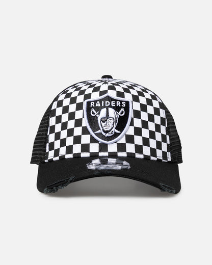 New Era Las Vegas Raiders 'Checker Trucker' 9FORTY A-Frame Trucker Snapback White