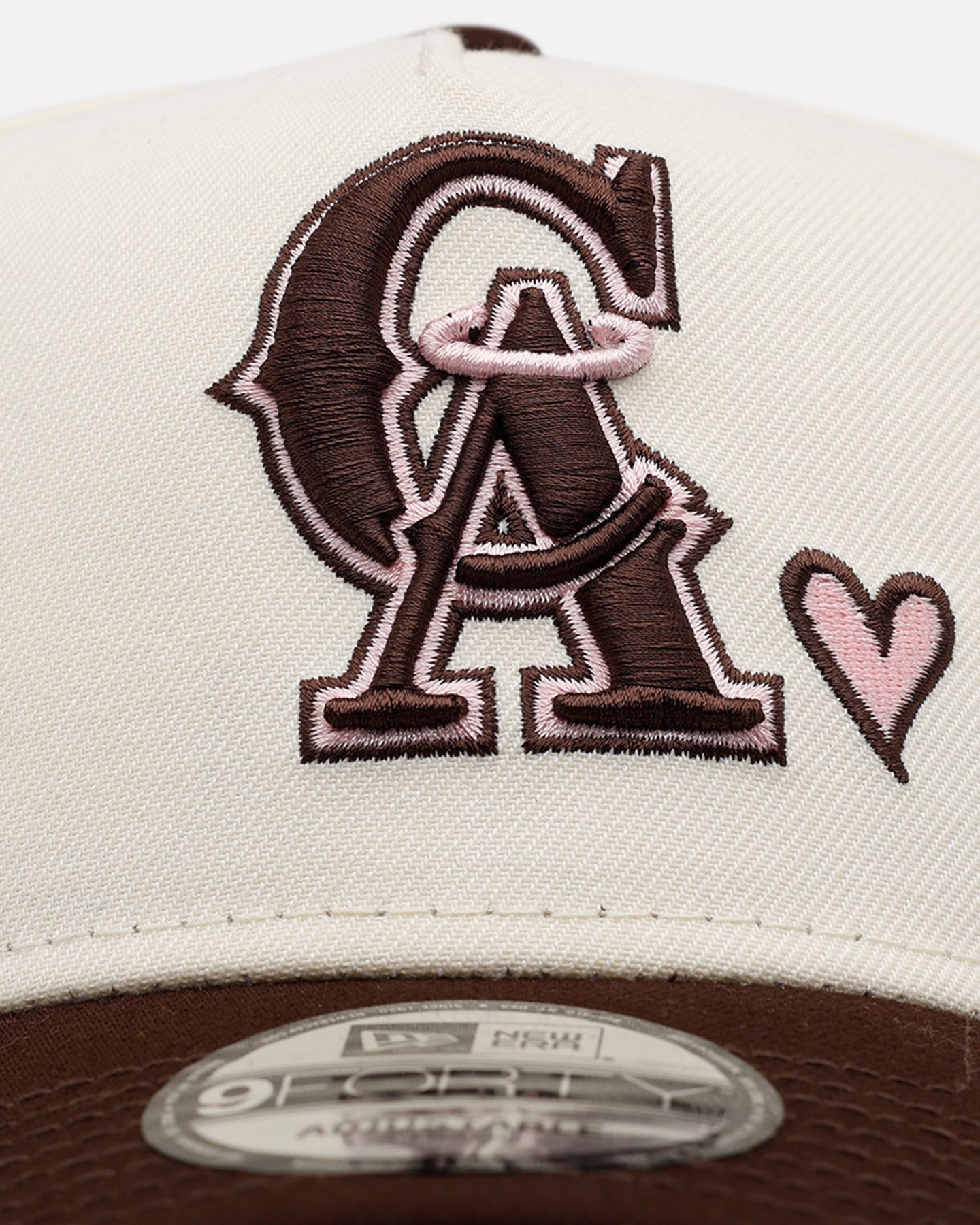 New Era Los Angeles Angels 'Pink Satin Pink Hearts Walnut' 9FORTY A-Frame Snapback Chrome/Walnut