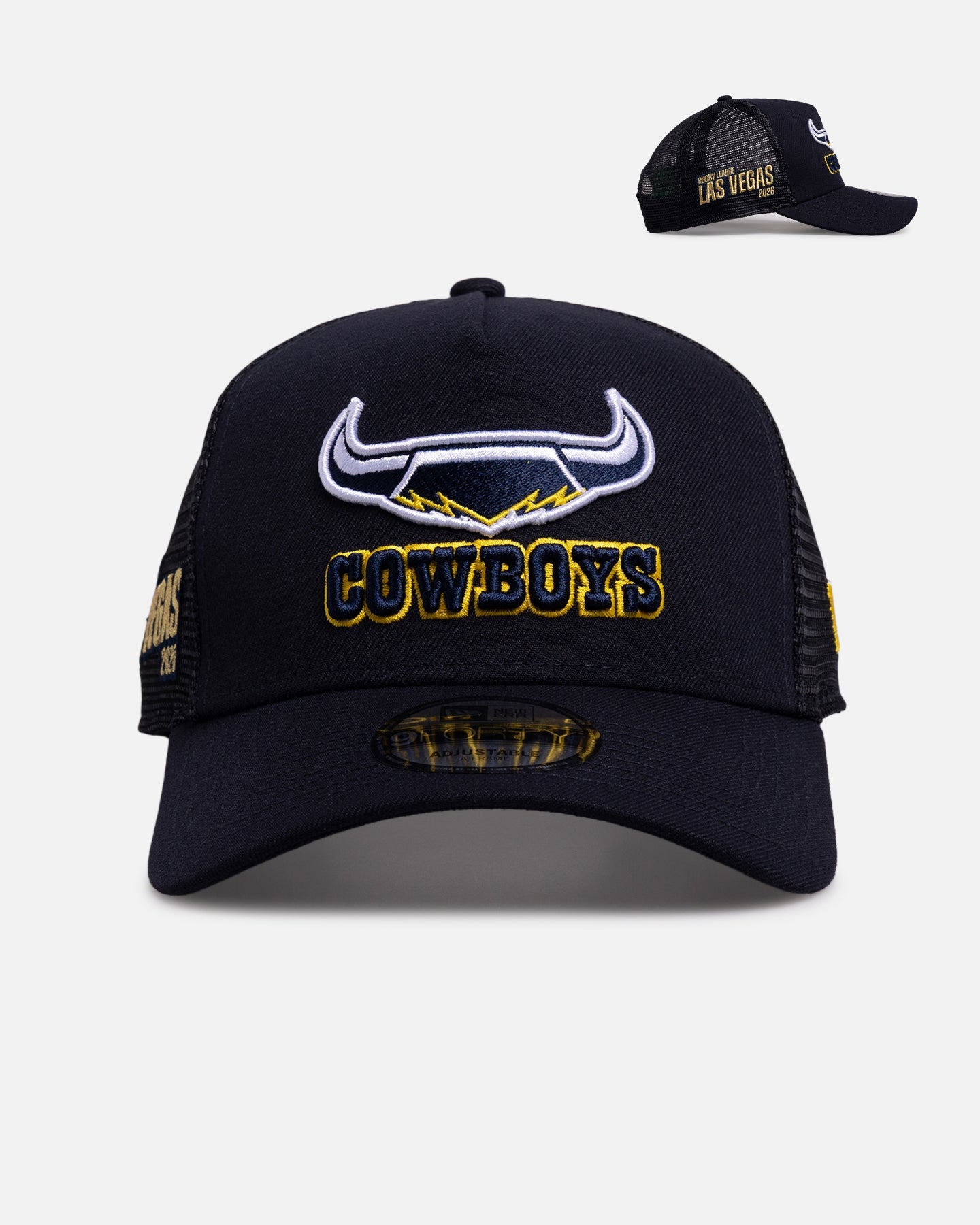 New Era North Queensland Cowboys 'NRL Vegas Round 2026' 9FORTY A-Frame Trucker Snapback Official Team Colour
