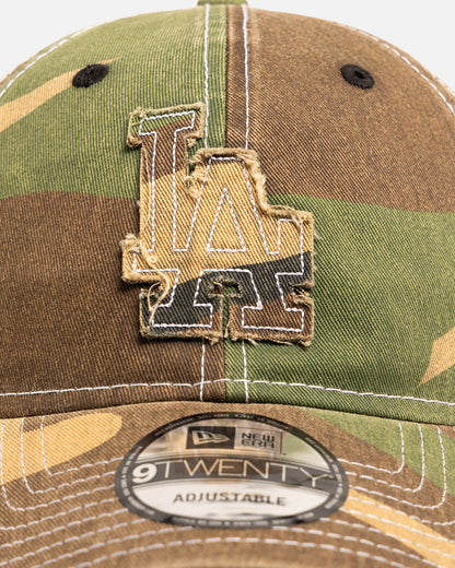 New Era Los Angeles Dodgers 'Frayed Woodland' 9TWENTY Strapback Open Green