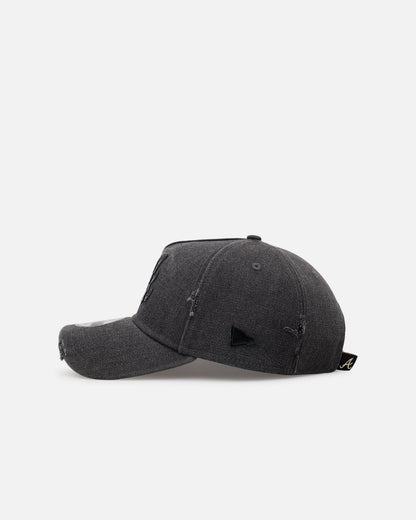 New Era Atlanta Braves 'Patent Leather' 9FORTY A-Frame Strapback Washed Black
