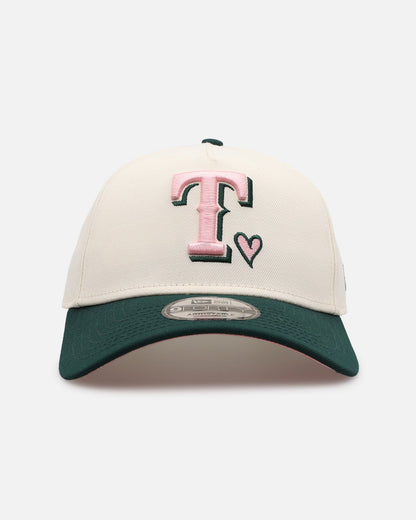 New Era Texas Rangers 'Pink Satin Hearts Green' 9FORTY A-Frame Snapback Chrome/Dark Green