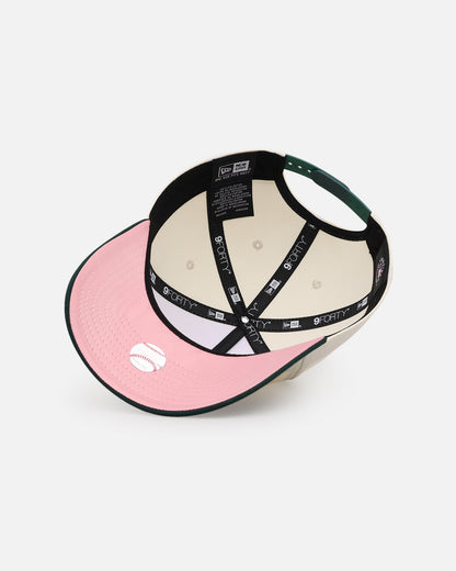 New Era Texas Rangers 'Pink Satin Hearts Green' 9FORTY A-Frame Snapback Chrome/Dark Green