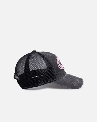 Von Dutch Distressed Trucker Snapback Black/Pink
