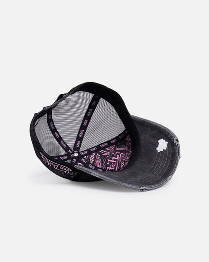 Von Dutch Distressed Trucker Snapback Black/Pink