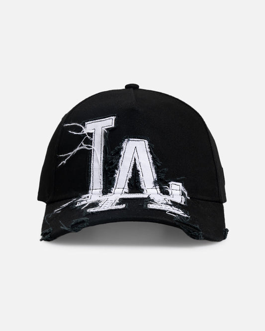 New Era Los Angeles Dodgers 'Applique Distressed' 9FORTY A-Frame Snapback Black/White