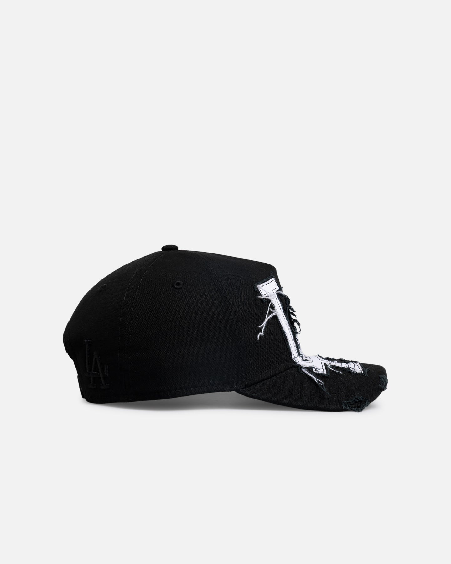 New Era Los Angeles Dodgers 'Applique Distressed' 9FORTY A-Frame Snapback Black/White